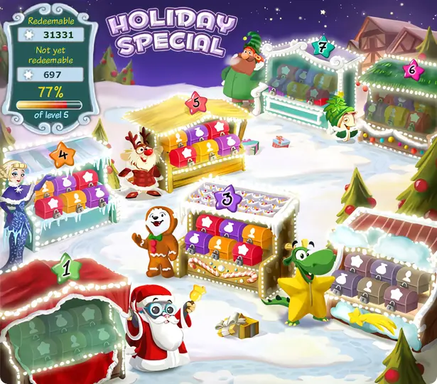 Collect bonuses in GameDuell's Holiday Special